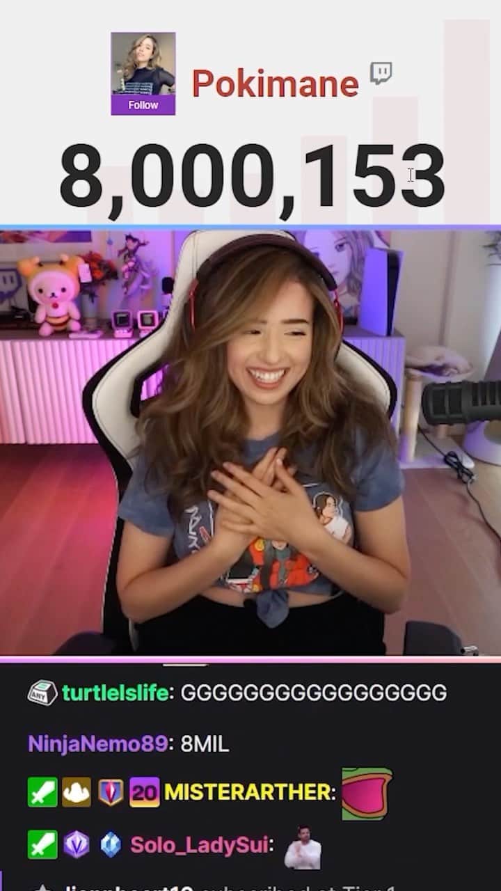 Pokimaneのインスタグラム：「thank you for very big number 💜💜💜💜💜💜💜💜」