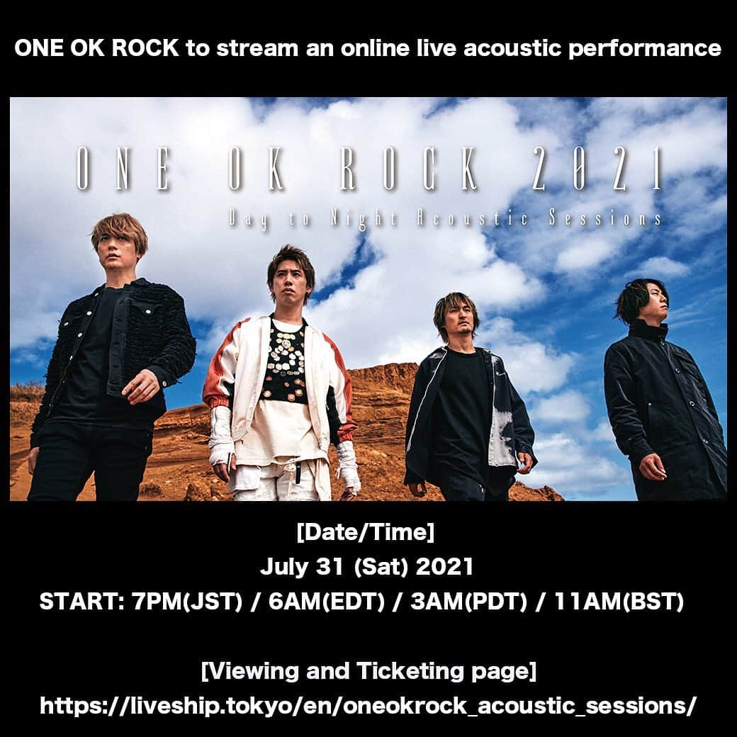 Taka さんのインスタグラム写真 - (Taka Instagram)「[ONE OK ROCK 2021 "Day to Night Acoustic Sessions"] https://liveship.tokyo/en/oneokrock_acoustic_sessions/  #ONEOKROCK #OOR_ACOUSTIC」7月12日 12時15分 - 10969taka