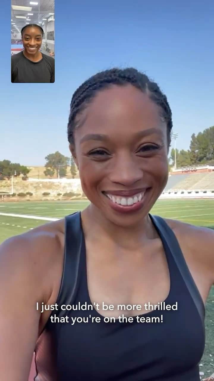 アリソン・フェリックスのインスタグラム：「Oh hey @simonebiles ! Ready to do this with you! See you in Tokyo ☺️ @athleta #PowerOfShe」