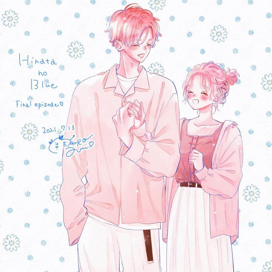 のインスタグラム：「⁡ いつもコメントや♡ありがとうございます☺️ ⁡ 本日発売の別マ8月号にひなたのブルー最終回掲載して頂いてます！最後までお付き合い下さった皆さま本当にありがとうございました😢🙏✨ いつも読んでくれる読者さんからのお手紙やsnsでのコメントでたくさん元気もらって最後まで描くことができました！ ⁡ 本編はこれにて終了ですが、来月は16Pの番外編（百合沢さんの話）も掲載して頂くので単行本と合わせてもう少しだけお付き合い頂けたら嬉しいです！ ⁡ 最終6巻は番外編掲載後になるので秋頃になるかと思います🍫✨描き下ろしいっぱい描く予定💪 ⁡ そんなこんなで最後までよろしくお願い致します！ ⁡ #ひなたのブルー #ひなブル #カップルコーデ」