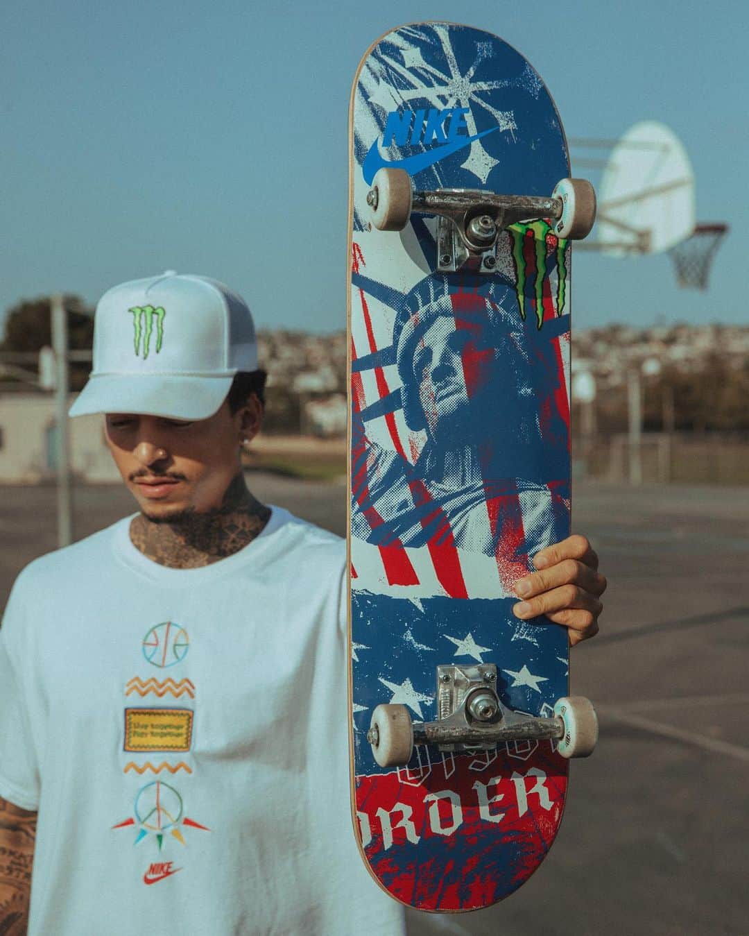 ナイジャ・ヒューストンのインスタグラム：「This is the graphic I’ll be riding in Tokyo and it’s dropping Friday at noon! Drop a 🇺🇸 in the comments ima pick 3 winners tmrw to get them early!! @disorder」