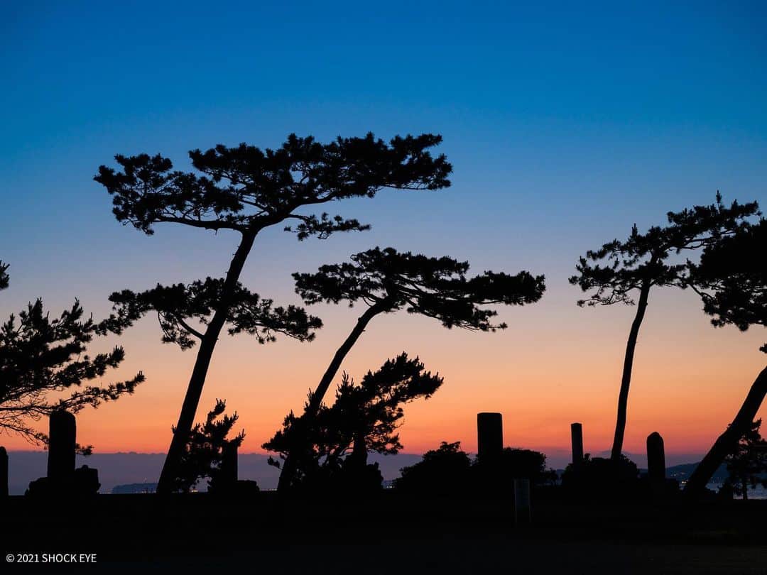SHOCK EYEさんのインスタグラム写真 - (SHOCK EYEInstagram)「森戸神社の松。  夕陽に照らされた松の木のシルエットがまるで影絵のよう。  源頼朝が休息のため立ち寄った森戸神社でこの見事な松をみて、「如何にも見事な松だ」とほめたと言われている千貫松が岩壁に映える。 そして遠くには江ノ島と富士。  ほんの数分間に訪れた美しい日本の景色にパワーをもらって、 さぁ、今日も頑張ろう。  Pine of Morito Shrine.   The pine trees illuminated by the setting sun look like a shadow picture.   Let's do our best today, being healed by the beautiful scenery💪✨  #森戸神社 #森戸海岸 #神社 #千貫松 #夕景 #日本 #japantravel #japantrip #fujifilm #gfx100s #xs10 #beautifuldestinations #discoverjapan #discoverearth #voyaged #awesome_photographers #discovertokyo #tokyophotography #IamATraveler #wonderful_places #japanphoto #japanphotography #japan_of_insta #livingonearth #theglobewanderer #moritoshrine #morito #sunset #pinetrees #shrine」7月14日 11時24分 - shockeye_official