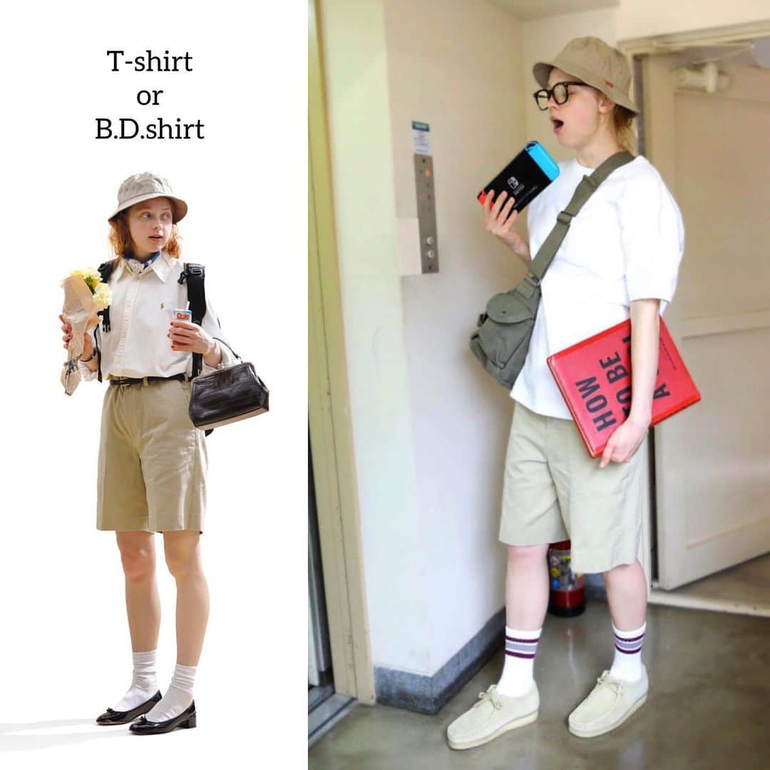 CLUÉLmagazineさんのインスタグラム写真 - (CLUÉLmagazineInstagram)「チノショーツは、シャツとTシャツどっちで着る？🩳 ボーイッシュなチノ素材のショートパンツは、この夏トライしたいアイテムのひとつ。 シンプルな白Tを合わせるならとことんカジュアルに仕上げたい。バケットハットやショルダーバッグ、ワラビーブーツなど、男の子みたいな小物をたくさん盛り込んで。 B.D.シャツを合わせるなら、ちょっぴり女の子らしい装いを意識してみて。シャツはボトムにタックインして、ミニバッグやバレエシューズなどの上品小物をプラス。 Tシャツと白シャツ、あなたはどっち派？👀 . from vol.71 ・・・・・・・・・・・・・・・・・・・・・・・・・・  #cluel #クルーエル #cluelmagazine #クルーエル女子 #fashion #ファッション好き #ファッション雑誌 #おしゃれ #グッドガール #夏コーデ #ショートパンツコーデ #チノショーツ #白T #Tシャツコーデ #シャツスタイル #BDシャツ #着回し #ボーイッシュ女子 #シンプルが好き  こちらのアカウントもフォローしてね！ @cluel_homme @navys_magazine」7月14日 17時00分 - cluelmagazine