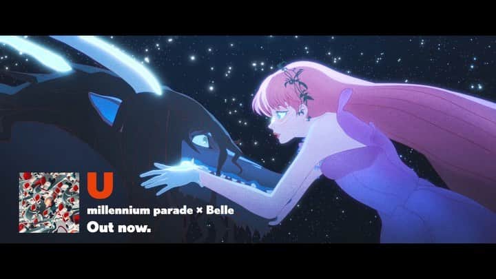 のインスタグラム：「@mllnnmprd ✖︎ @studio_chizu   millennium parade × Belle  新曲 "U" MV公開しました ㅤ プロフィールリンクから見られます LINK IN BIO🔥 ㅤ 細田守監督最新作 映画『竜とそばかすの姫』いよいよ始まるぜー ㅤ 映画も曲もどうぞよろしくお願いいたします. 俺も観に行くのが楽しみだわ(スケ合わず試写いけなかった組😭)  ㅤ ㅤ ㅤ  ［Music］ Music and Lyrics: Daiki Tsuneta Vocal: Belle (Kaho Nakamura) Timpani, Drum line snares, Marimba, Gran cassa and Cymbals: @shun_ishiwaka  Horn arrange, Trumpet, A.Sax and Flute: @koheisax_melraw  Piano and Synthesizer: @ayatake  Trombone: Masahito Kawahara Horn: Kaname Hamaji Beat Programming and all other Instruments: Daiki Tsuneta Recording and Mixing: Yu Sasaki Mastering: Randy Merrill (Sterling Sound)  ［Video］ Creative Director / Producer: @shu.sasaki (PERIMETRON) Director: @__margt (PERIMETRON) @_isamu @aratawillsmithsekuharanuclear   VFX Producer: Yusuke Makita (KASSEN) VFX Supervisor: Takahiro Ota (KASSEN) VFX Designer: UMA Otuka (KASSEN)w VFX Designer: Tomoyo Akiyama (KASSEN) VFX Designer: Akiko Aoyama (KASSEN) VFX Designer: Mr.Y Motion Graphics: Keitaro Toyoda（Khaki） Rotoscope: Rudiez  ©2021 スタジオ地図 @studio_chizu」