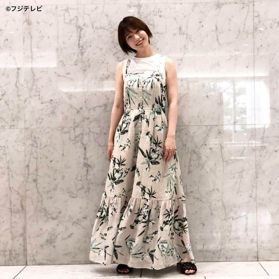 フジテレビ「めざましテレビ」さんのインスタグラム写真 - (フジテレビ「めざましテレビ」Instagram)「ファッション雑誌CanCamとコラボした お天気コーナー「きょう何着て行く？」 阿部華也子の毎日のコーデを紹介♪  7月16日(金)  【きょうのコーデ】 カットソー→ @bananarepublic_jp ２９９０円 ワンピース→ @bananarepublic_jp １万４４００円 靴→２７５０円 @kobe_lettuce  イヤリング→ @heartdance_official １５４０円  【コーデのポイント】 ボタニカルプリントのワンピースが夏ムードたっぷり🌺 遠くからでも目を引く大柄で、着るだけで気分がアップします👍 ノースリーブTシャツをINすると、落ち着きがプラスされて アーバンリゾートな雰囲気に☺️🏝  #めざましテレビ #きょう何着て行く？ #阿部華也子 #今日のコーデ#コーデ#CanCam #今日のファッション#ootd #きょう何着て行く？は月〜金朝6時22分ごろ放送📺 #スタイリストたなべさおり #かやちゃん #きれいめコーデ #きれいめカジュアル #大人コーデ #夏コーデ #オフィスカジュアル #上品コーデ  #アナウンサー衣装 #コーディネート」7月16日 12時23分 - mezamashi.tv