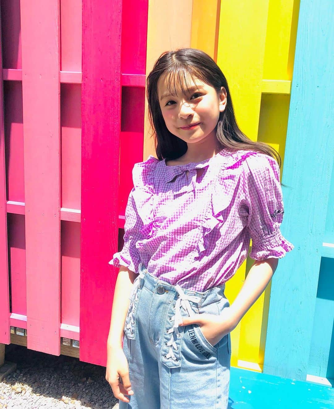 ニコ☆プチのインスタグラム：「🌻💜  コハナがジェニィラブのイメモになったよ😻🎀 めっちゃキュートなおひろめページ、 8月号で読んでみてね✌︎✌︎  コハナのブログもチェックチェックーー🥳 こちらは夏私服です🙆🏻‍♀️🙆🏻‍♀️おしゃ〜！  #有坂心花 #コハラブ  #いつのまにかおねーさん😌 @jennilove_official」