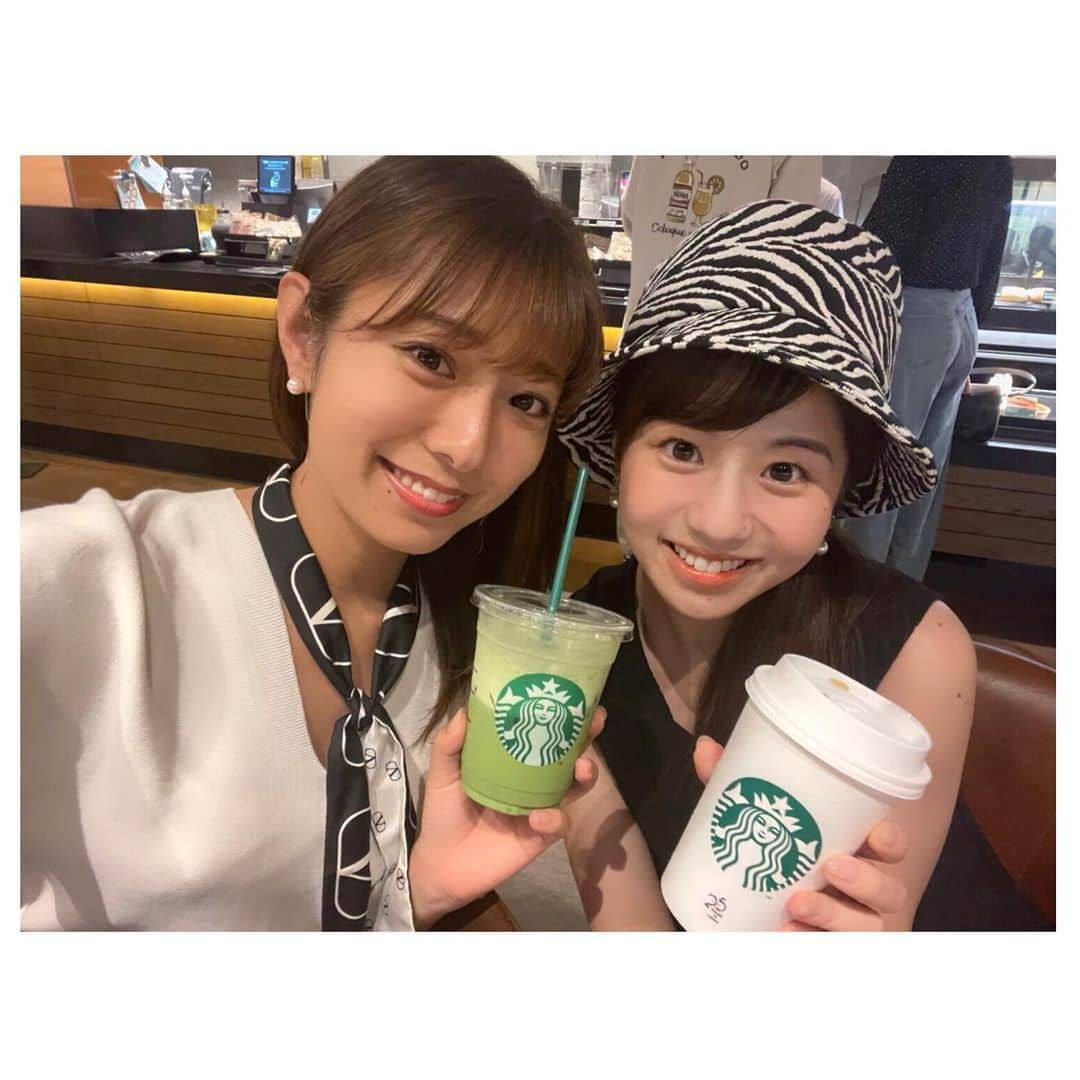 のインスタグラム：「♡ . だいすき森ちゃん いつでも同期にあえたらなあ💭 . 海挟んでいて 新型コロナの影響もあって なかなか会うことができないのは 寂しいものです😔 . とは言いつつ、 みんなの頑張りは刺激になります！ あすからまた1週間元気に頑張りましょう💫 . #同期は宝 #切磋琢磨 #アナウンサー #抹茶ティーラテアイス #最近はまってます」