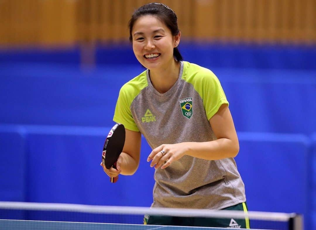 ジェシカ・ヤマダのインスタグラム：「Always smile 😁✨ quem aí também faz o que ama? 📸 Fotos: Gaspar Nóbrega/COB #smile#hapiness#dowhatyoulove#timebrasil#tenisdemesa#tabletennis」