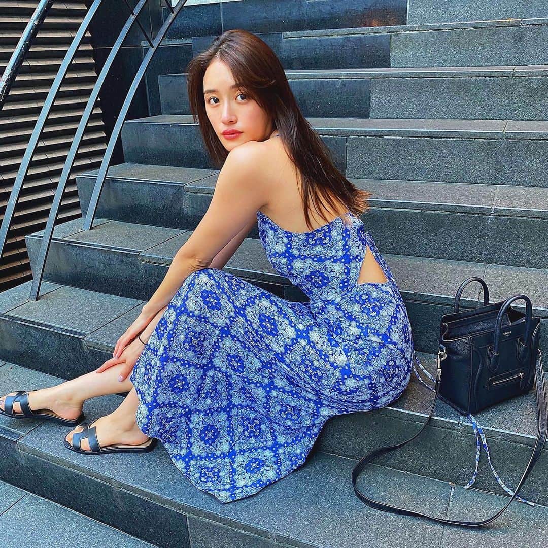 のインスタグラム：「. すっかり夏👗💙🥥 お気に入りのワンピース✨ #fashion#summer#fashionstyle#dressup#summerfashion#summervibes #summeroutfit#私服#私服コーデ」