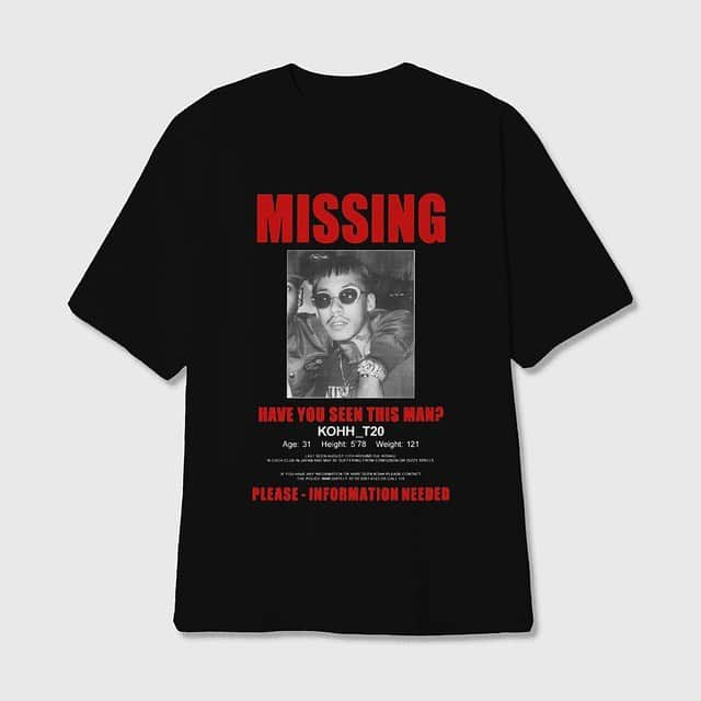 KOHHさんのインスタグラム写真 - (KOHHInstagram)「【FC限定会員販売】KOHH MISSING Tee［Black］ 　 販売期間：7月18日（日）～7月23日（金）23:59まで 発送開始：8月中旬より順次発送開始予定 ［数量限定・受注生産商品］ 　 ※王子復興財団会員限定商品 ※サイズによって、在庫数に限りがございます。上限枚数に達し次第、受注期間内でも受付を締め切らせて頂く場合がございますので、ご了承の程お願い致します。 　 S (65.47.40.19) M (68.50.43.20) L (71.53.46.21) XL (74.56.49.22) XXL (77.59.52.23) XXXL (80.62.55.23) サイズ（身丈.身幅.肩幅.袖丈）」7月21日 21時49分 - kohh_t20