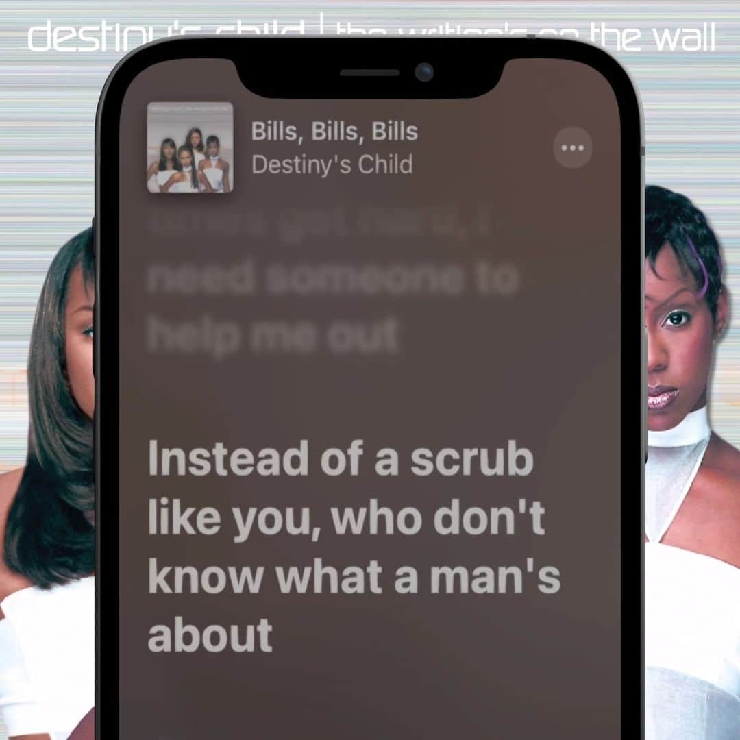Destiny's Childのインスタグラム：「"And then you use my celllllllllllll phone (phone)  Callin' whoever that you think's at home ... 🎶"  What are your favorite lyrics from "Bills Bills Bills"? Reply in the comments — and listen to "Bills Bills Bills" on @applemusic!」