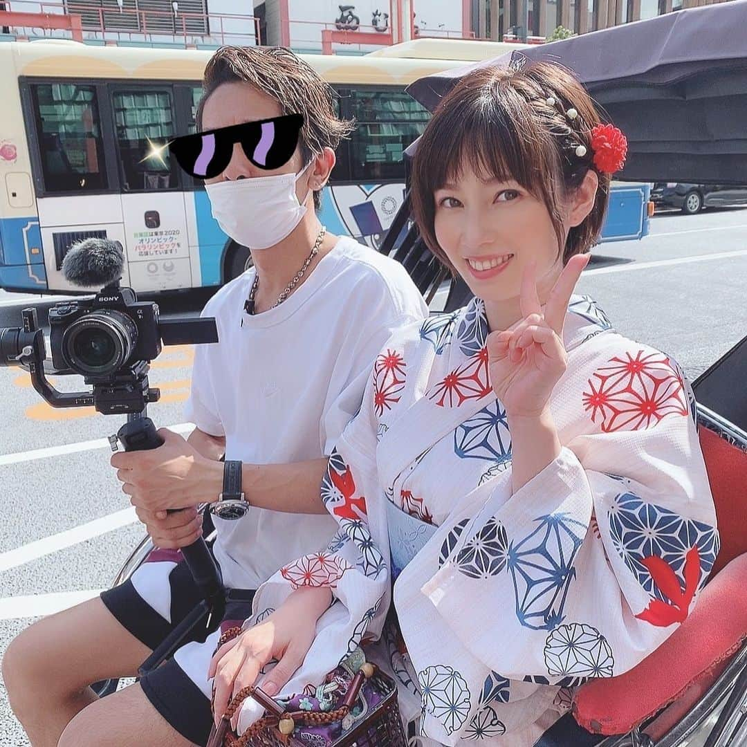 奥田咲さんのインスタグラム写真 - (奥田咲Instagram)「監督と初人力車✨」7月22日 11時02分 - okudasaki