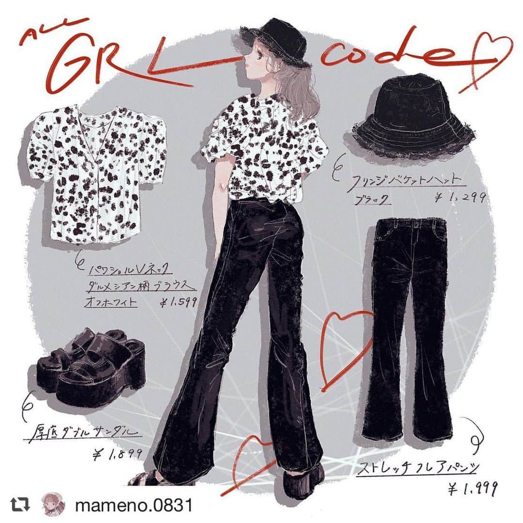 GRLさんのインスタグラム写真 - (GRLInstagram)「#repost @mameno.0831 via @PhotoAroundApp  ① #grlコーデ  . #モノトーンコーデ 🤍🖤🐩 今回はかっこいい系で組んでみました❕❕ 珍しく朝投稿だ〜☺︎ . . ②#grlコーデ #ダッドスニーカー ！👟 . 気に入っちゃって最近こればっか履いてます☺︎ ごつごつしているのに可愛いというなんとも不思議な一品…‼️ これは推しスニーカーです🤝🔥🔥 . . ③#grlコーデ 🤍💎 . このパンツ履きやすくてかなりお気に入りです‼️ラッフルブラウスこれは長袖描いちゃいましたが半袖verもかわいんだ〜🧸🤍 .  #grl #グレイル #グレイル購入品 @grl_official」7月22日 16時00分 - grl_official