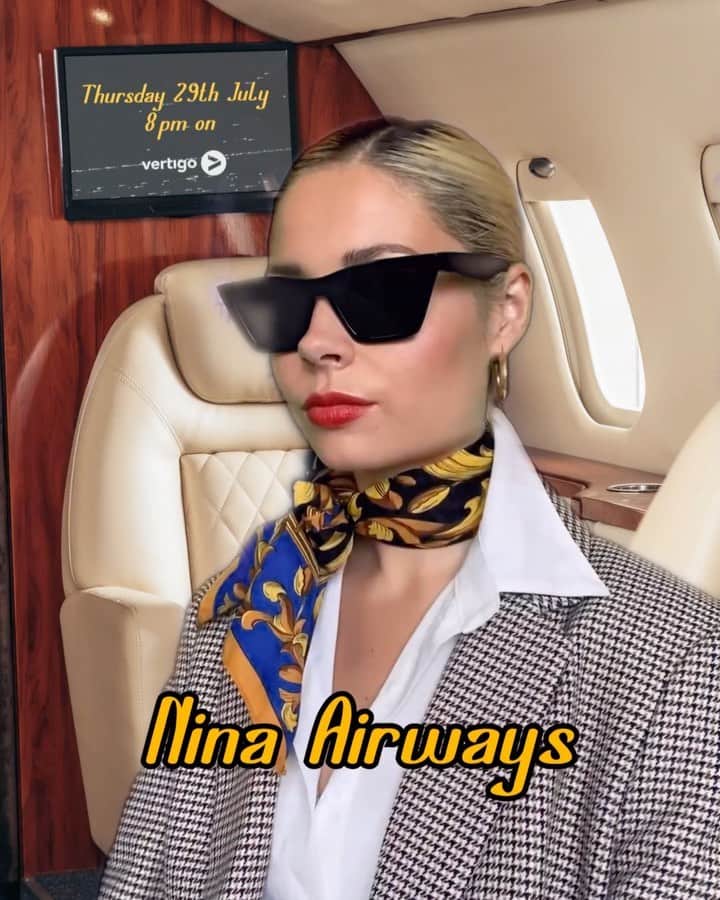 ニーナ・ネスビットのインスタグラム：「welcome to Nina Airways ✈️ where I’m inviting you all to join me on the Summer Fling Package Holiday… full of activities and cocktails 🍹 I am hosting a live party on thursday 29th july at 8pm (UK time). all you have to do to join is download the vertigo app (swipe up in my stories to download) and join the nina nesbitt lounge, and I’ll be there, summer fling cocktail in hand, awaiting your arrival 😛」