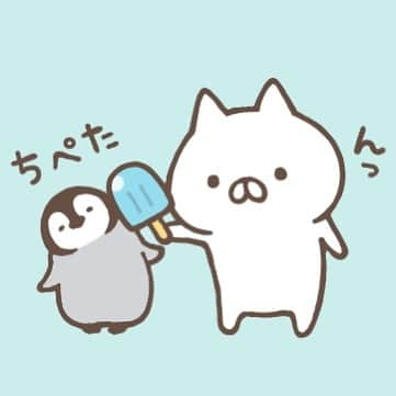 もじじのインスタグラム：「すずしくな〜る　おまじない  #ねこぺん日和#ねこぺん#ねこくん#ぺんちゃん」