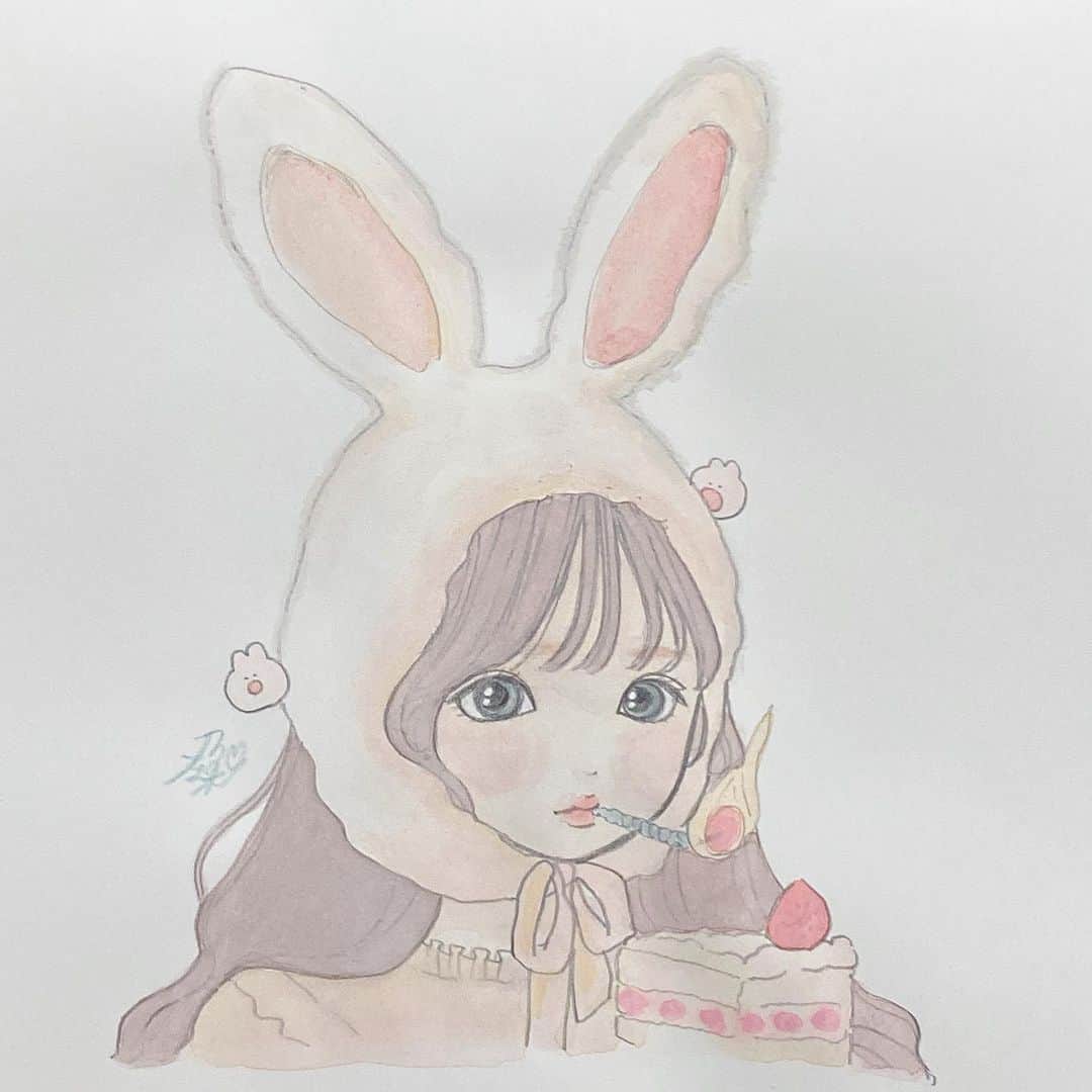 乃の木そよのインスタグラム：「🐰🍰🕯 . . . #イラスト#アート#絵#画#イラストレーター#デザイン#illustration#illustrator#art#drawing#artist#painting#artwork#watercolor#sketch#pencil#digitalart#graphite #創作#絵描きさんと繋がりたい#塗り絵 #服 #おしゃれさんと繋がりたい #おしゃれ女子 #ガーリー#今日の服#お洒落さんと繋がりたい#今日のコーデ #水彩画  #アナログ」