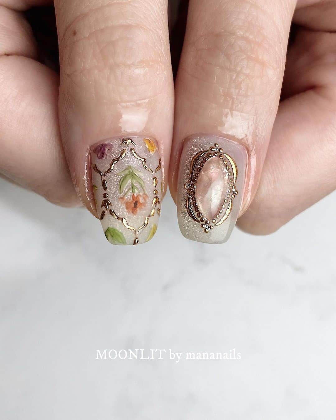 mananailsさんのインスタグラム写真 - (mananailsInstagram)「floral tile & jewelry」7月27日 9時50分 - mananails