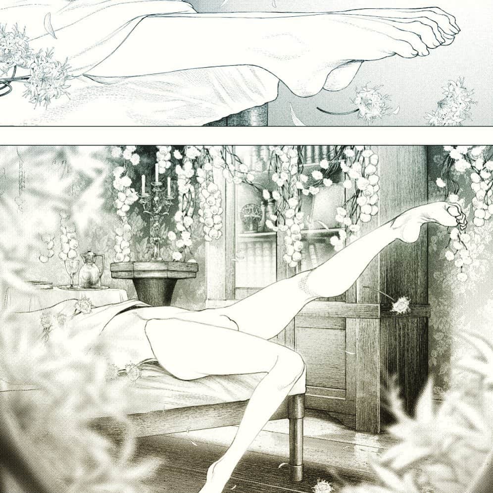 坂本眞一のインスタグラム：「Drawing day 3  Luke "Lucy" Westenra  #DRCL#midnightchildren#BramStoker #shinichisakamoto#坂本眞一#グランドジャンプ#Whitby#Dracula#WilhelminaMurray #LukeWestenra」