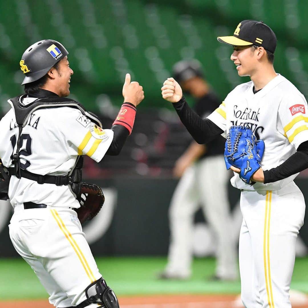 板東湧梧のインスタグラム：「プロ初セーブ！ 昨日今日と反省点は多々ありますが、 次はもっと良いピッチングが出来る様に頑張ります💪 ファンの皆さんいつも応援ありがとうございます！  #髙谷さん #今宮さん #感謝　  日刊スポーツさんより 写真お借りしました🙇」