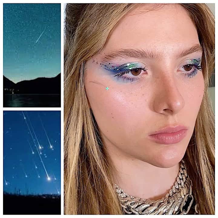 JO BAKERのインスタグラム：「G R A C E • G A U S T A D 🇺🇸 Shooting stars and cosmic blues…. On #gracegaustad for last single drop #jupiter ✨ Hair @kyleeheathhair  Makeup by me #jobakermakeupartist ✨✨✨✨✨✨✨✨✨✨✨✨ #cosmic #shootingstars #stars #nightsky #makeup #makeuptutorial #makeuplooks #makeuptransformation #makeupartist #makeuplook #makeupoftheday #makeupaddict #makeuplover #makeupjunkie」