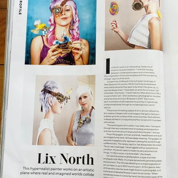 Lix Northのインスタグラム：「Stoked to be featured in the current @granddesignsau magazine!! 🙌🏼 Many thanks to @artloversaustralia @granddesignsau and writer Carrol Baker for making this cool little piece happen! 🙏🏼😘 Issue 10.2 - out now in Aussie newsagents etc and digitally with @applenews + or grab a digital Grand Designs subscription. #art #artloversaustralia #granddesignsaustralia . . . #oilpaint #selfportrait #portrait #steampunk #hyperrealism #realism #beautifulbizarre #instaart #instaartsy #instaartwork #instaartist #instaartpop #instaarthub #instaartoftheday #instaarte #instaarts #instaartistic #newartwork #artistlife #artnews  #resourceryartists #arte #dibujo #artist #artwork #fineart #art_seeking」