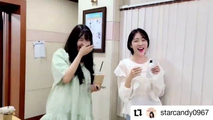 ユジョンのインスタグラム：「🍏와 ☁️의 조화,,, 무슨일이람,, ㅋㅋㅋㅋㅋㅋㅋ #건빵과별사탕 이번주 화요일도 즐거웠어요 ♡」