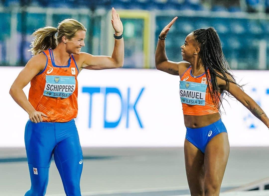 ダフネ・シパーズのインスタグラム：「Time for the 4X100m relay soon! 🔥 Tomorrow at 10h (local time) // 3h (Dutch time). Let’s go for it! 🧡🙌🏻 #TEAM」