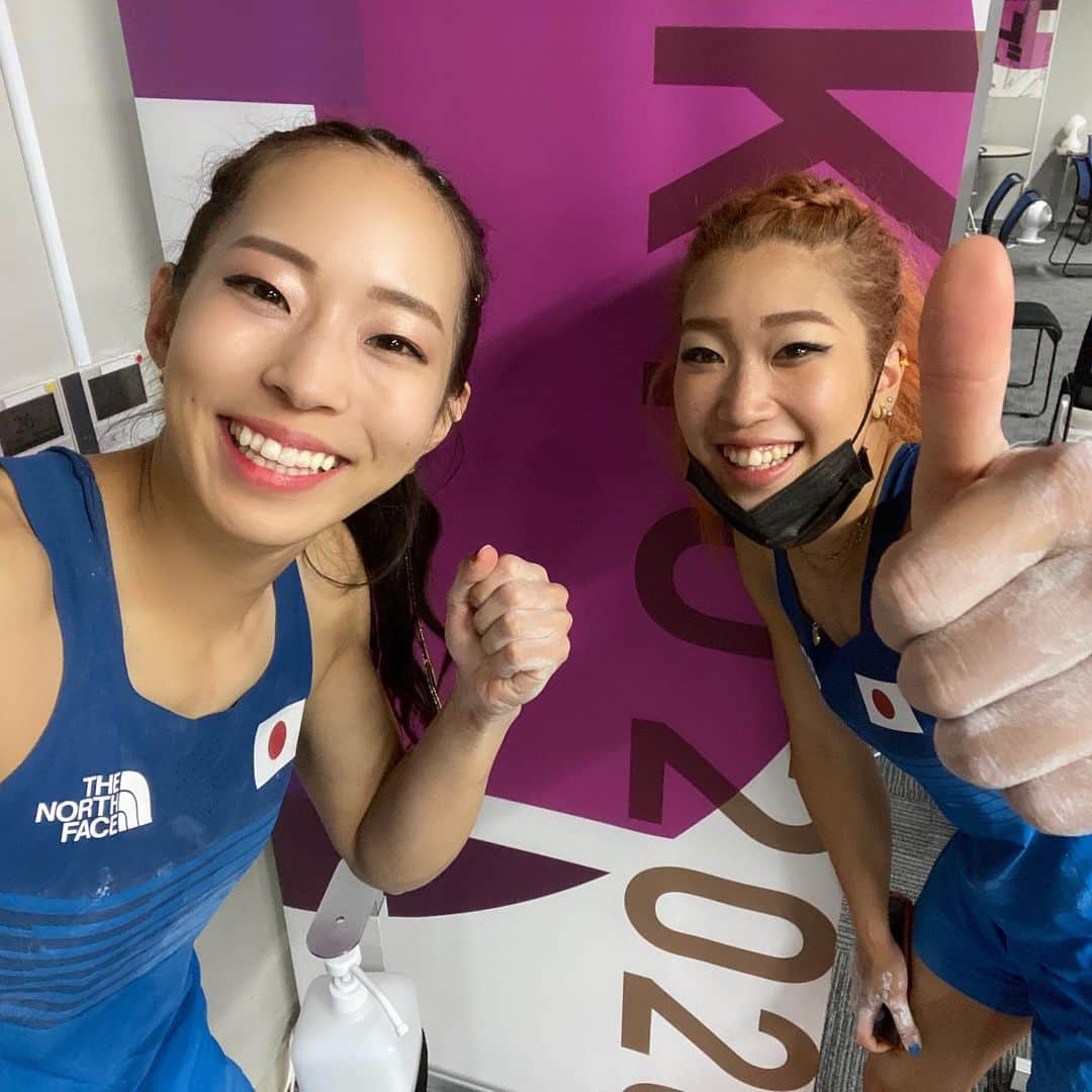 野口啓代のインスタグラム：「YEEEEES🇯🇵 We are through to the Olympic FINAL😈🔥🔥 * * 一緒に決勝残れたぁぁーーー嬉しい🥲 沢山の応援ありがとうございました！ 決勝楽しみ過ぎる❤️‍🔥❤️‍🔥 ——————————————————  @tokyo2020 @team_nippon  #tokyo2020 #がんばれニッポン #olympic」