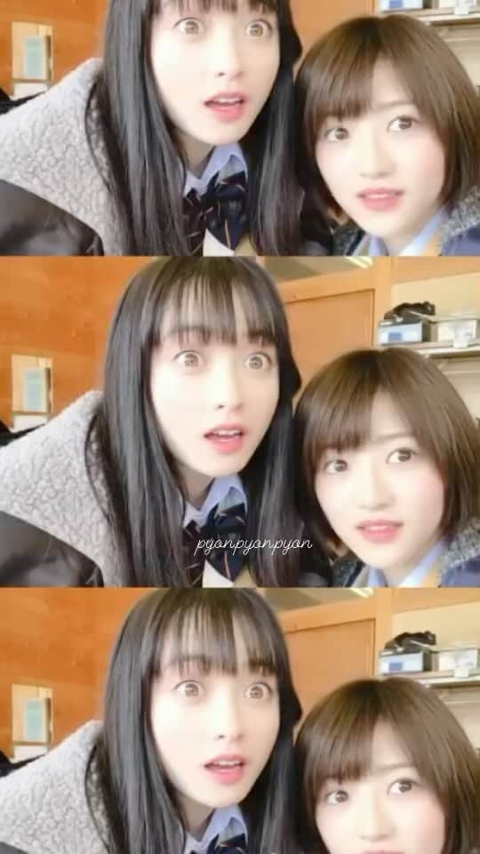 女優と俳優のインスタグラム：「きゅんです  #橋本環奈  #hashimotokanna   #若月佑美  #wakatsukiyumi」