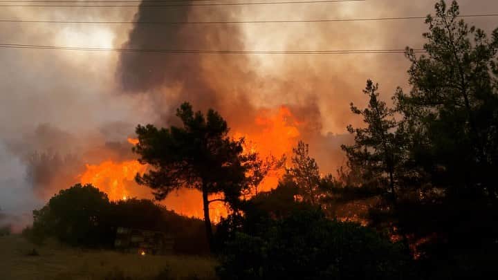 Mustafa Sevenのインスタグラム：「Dün gece Muğla, Milas Akçakaya mahallesi yakınlarında ki yangın kontrol altına alınmışken bir anda rüzgarın şiddetini arttırmasıyla saniyeler içinde koca ormanı sardı.  05/08/21」