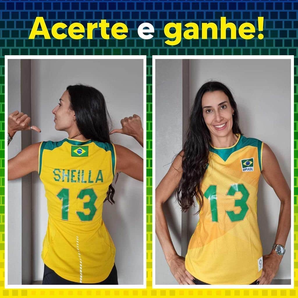 シェイラ・カストロのインスタグラム：「Brasil na final olímpica gente!!! Que alegria!!! E como prometido, vou presentear um(a) de vocês com essa blusa incrível da Seleção pra você guardar de recordação! É a blusa que as meninas estão usando lá em Tóquio. Demais, né? Para participar, é simples: - Curta a foto oficial (essa é a foto oficial) - Marque duas pessoas no comentário desse post e peça para essas duas pessoas me seguirem. (não pode ser perfil de marca ou perfil fake, e o perfil tem que estar aberto, ok?) - Responda: quem fará o último ponto da seleção brasileira feminina de vôlei na final da “Olimpíada de Tokyo 2020?” Farei um sorteio entre todas as pessoas que acertarem a resposta. Topa?  #volei #voleifeminino #voleibol #voleibrasil #sheillacastro #podtudomais #timebrasil #olimpiadas #tokyo2020 #jogosolimpicos」