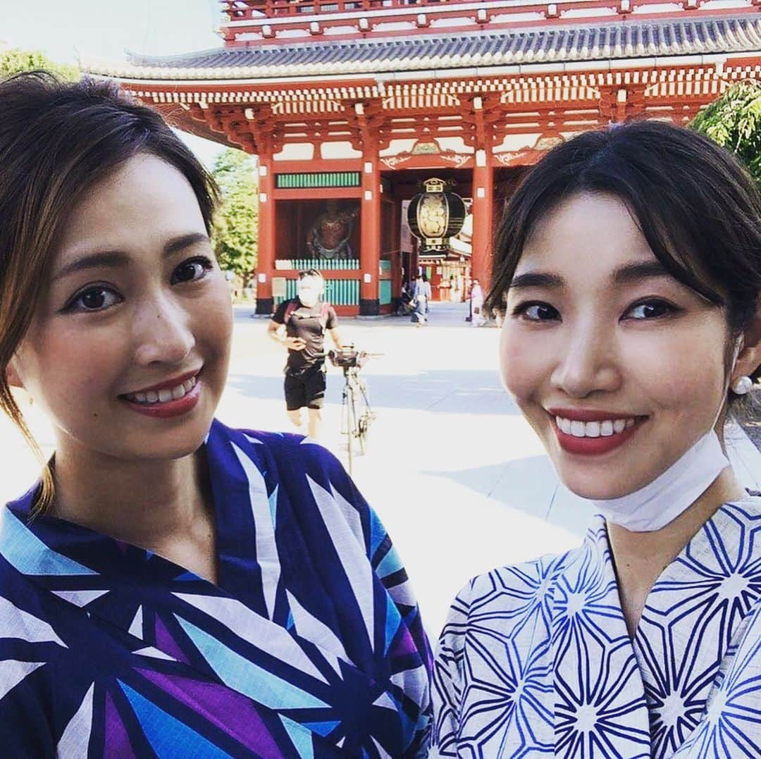 吉江瞳のインスタグラム：「浅草ぶらり旅 ランチは前川でうな重🤤 からのぶらり散歩🚶‍♀️ 人が少なくってスムーズに歩けた😚 ゆうとよしえの夏休み #浅草ぶらり #浴衣でぶらり #前川 #うな重 #よしえの夏休み」