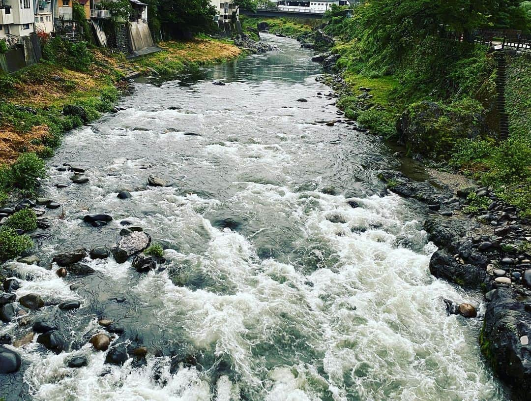 生稲晃子さんのインスタグラム写真 - (生稲晃子Instagram)「仕事で岐阜県郡上八幡に来ています🏞 いつもは澄んだきれいな川ですが、今日は雨のせいで少し濁っています。 それでも自然の美しさは十分感じさせてもらってますが…😂  鮎をいただきました😋 ふっくら身がつまっててとても美味しかったです〜👍👍 それも3尾‼️贅沢なお食事でした。  #岐阜県郡上八幡 #自然が美しい #鮎の塩焼き #美味しくいただきました」8月10日 14時24分 - akiko__ikuina