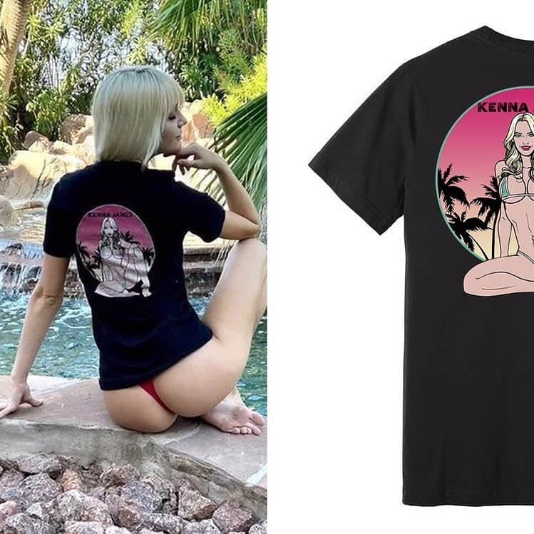 ケナ・ジェームスのインスタグラム：「My first merch drop is live! All shirts are made in Denver and orders ship out in 2-3 days with worldwide shipping.  These first designs are only available for a week so cum to the store quick. When you get your shirts tag me in your posts and stories for a shoutout!   You can find the link to buy them in my bio!! Thank you for your support!」
