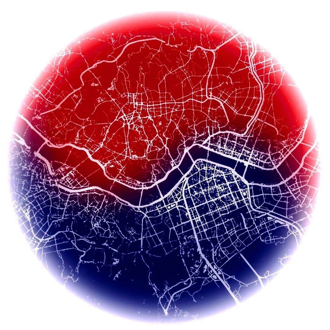 G-DRAGONのインスタグラム：「#Repost @pluseighttwo ・・・ Map of Seoul with  Taegeuggi, the Korean flag.  76th liberation day of Korea. +82」