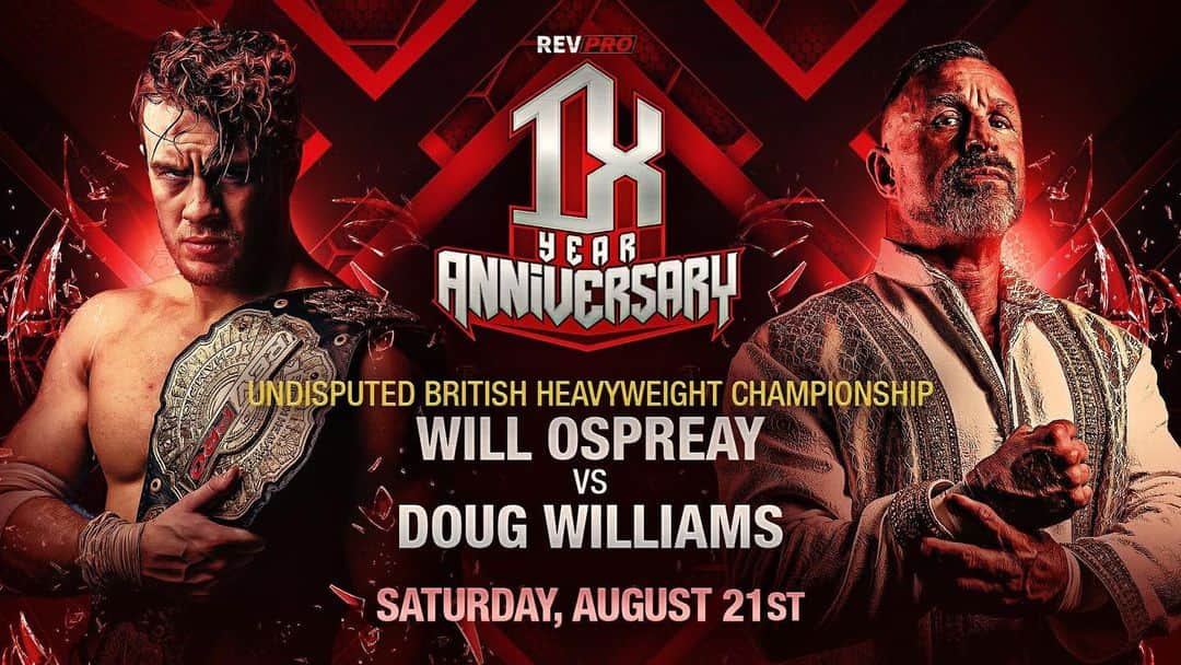 ウィル・オスプレイのインスタグラム：「Lamb to the slaughter.  Come watch Dougs 2nd retirement match.  I’m bringing both belts.  ———  Saturday 21st August, Manchester Victoria Warehouse.」