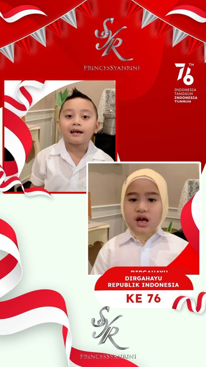 Syahriniのインスタグラム：「🇮🇩 Dirgahayu Republik Indonesia Ke 76 🇮🇩  Lagu “ INDONESIA RAYA “ Persembahan Dari Raja & Ratu Untuk Indonesia 🇮🇩 MERDEKA 🇮🇩  _________________𝓢𝓨𝓡_______________  #PrincesSyahrini #IndependenceDay #Indonesia🇮🇩」