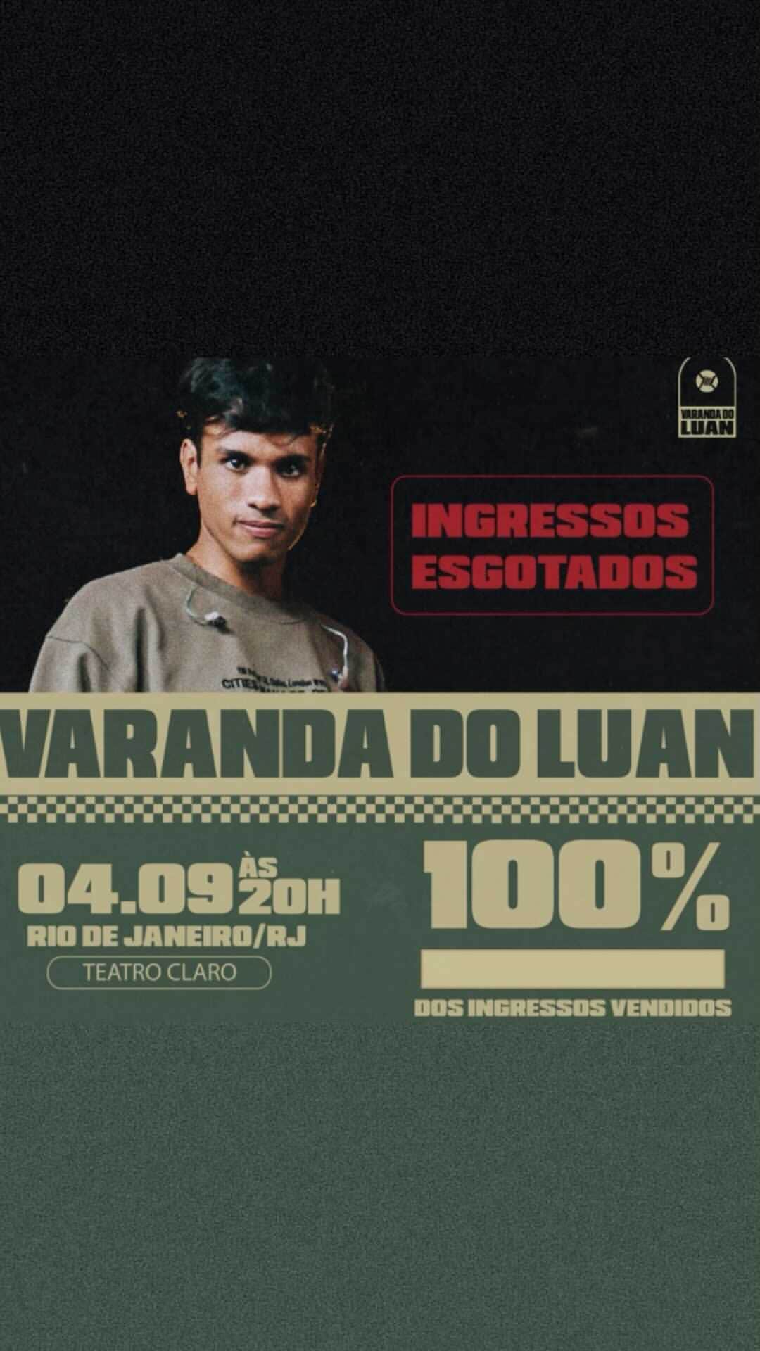 ルアン・オッテンのインスタグラム：「RIO DE JANEIRO, TO FELIZ DEMAIS! Os ingressos para a Varanda estão esgotados. Espero vocês lá dia 04 de setembro! 🚀」