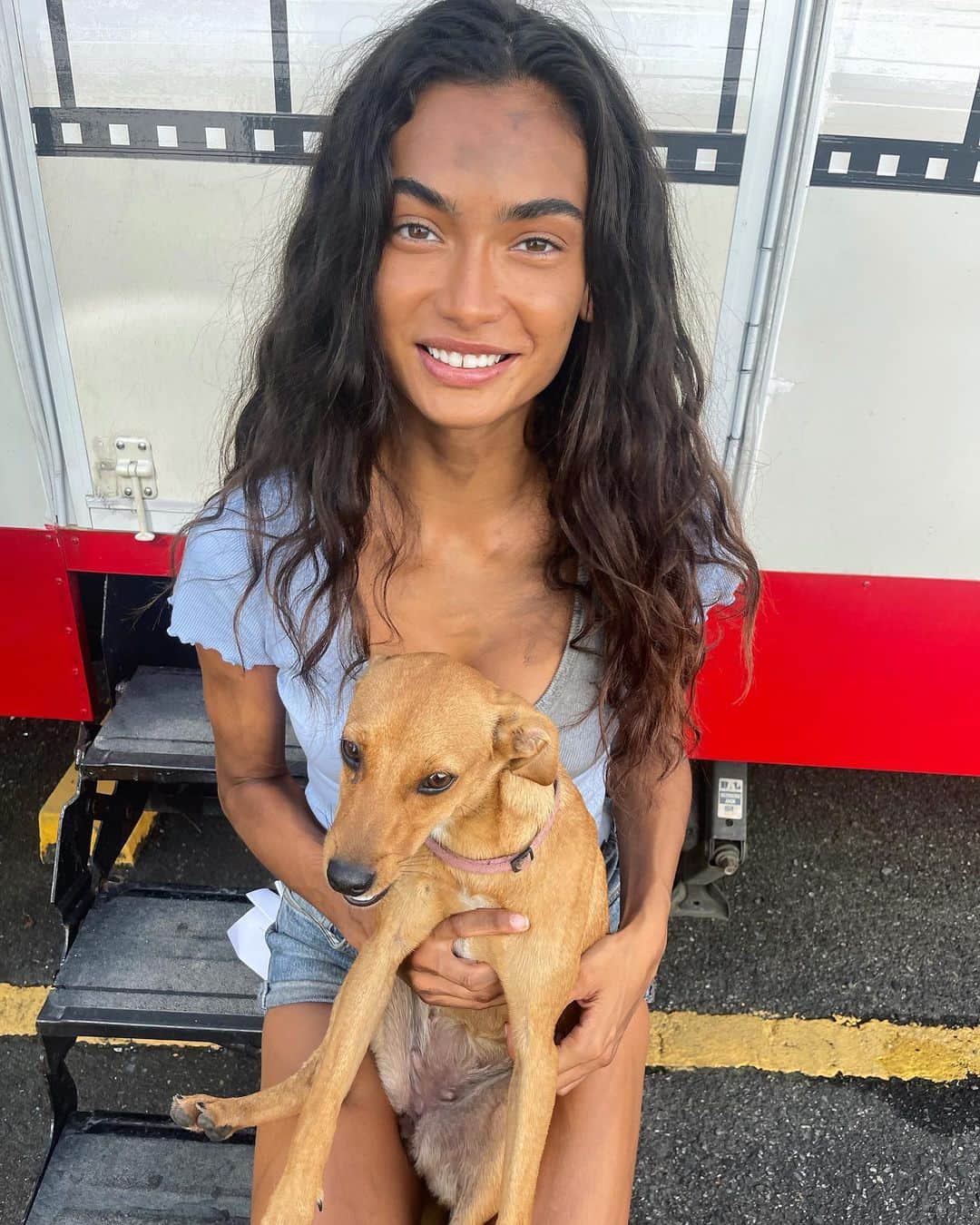 ケリー・ゲイルのインスタグラム：「My best friend on set🥺🐶❤️」