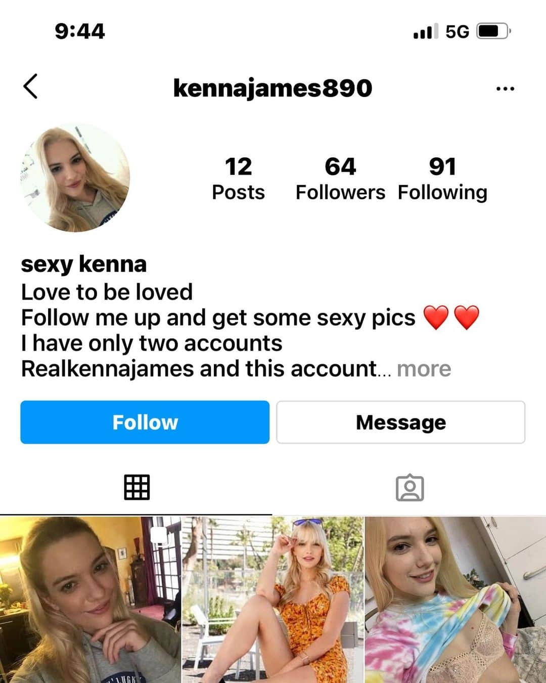 ケナ・ジェームスのインスタグラム：「Just to clarify, this is a fake.  I don’t run or own that account.  I have one account.  Just one.  Realkennajames.  That’s it.  No other, and I’ll never have another account.  Ever.」