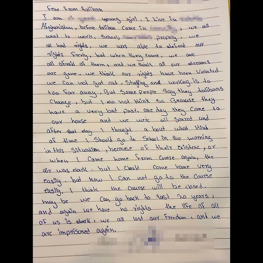 アンジェリーナ・ジョリーさんのインスタグラム写真 - (アンジェリーナ・ジョリーInstagram)「This is a letter I was sent from a teenage girl in Afghanistan. Right now, the people of Afghanistan are losing their ability to communicate on social media and to express themselves freely. So I’ve come on Instagram to share their stories and the voices of those across the globe who are fighting for their basic human rights.   --  I was on the border of Afghanistan two weeks before 9/11, where I met Afghan refugees who had fled the Taliban. This was twenty years ago.   It is sickening to watch Afghans being displaced yet again out of the fear and uncertainty that has gripped their country.   To spend so much time and money, to have blood shed and lives lost only to come to this, is a failure almost impossible to understand.  Watching for decades how Afghan refugees - some of the most capable people in the world - are treated like a burden is also sickening. Knowing that if they had the tools and respect, how much they would do for themselves. And meeting so many women and girls who not only wanted an education, but fought for it.  Like others who are committed, I will not turn away. I will continue to look for ways to help. And I hope you’ll join me.  #Afghanistan #AfghanWomen #AfghanGirls #HumanRights   Photo of Afghan women by @lynzybilling」8月21日 1時15分 - angelinajolie