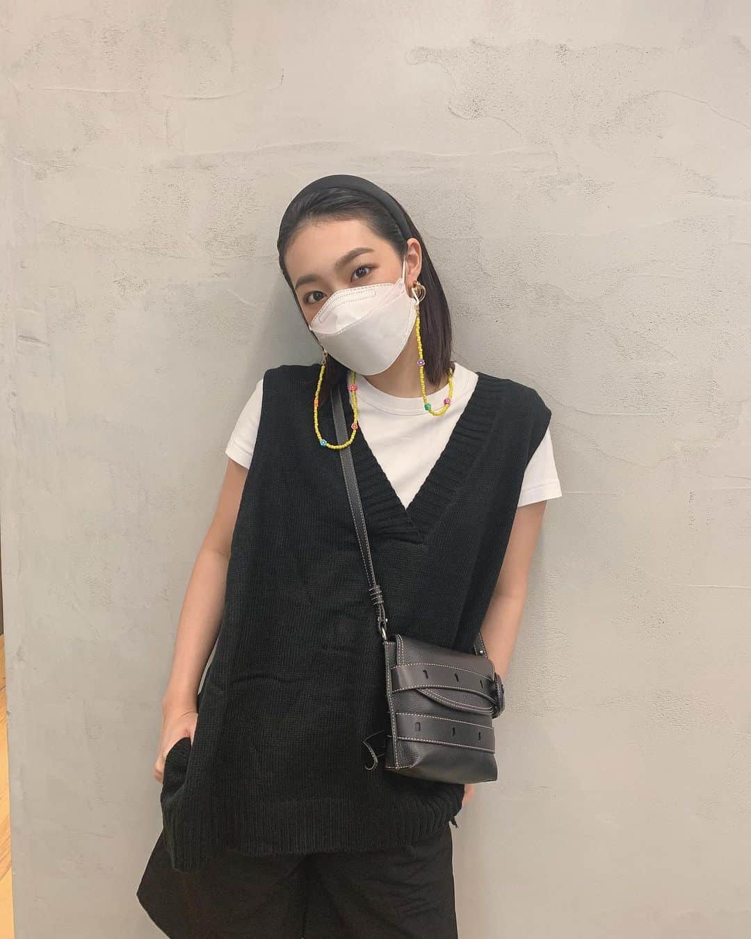 重留真波のインスタグラム：「・ 今日の私📸  Photo byマネージャーさん  (マスクがカッパの口に見える…)」