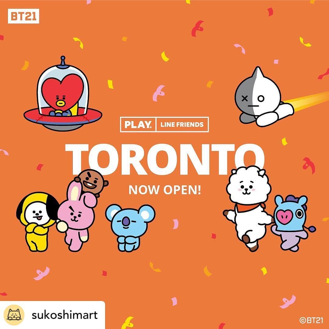 BT21 Stars of tomorrow, UNIVERSTAR!さんのインスタグラム写真 - (BT21 Stars of tomorrow, UNIVERSTAR!Instagram)「Posted @withregram • @sukoshimart   PLAY LINE FRIENDS IS FINALLY OPEN  at Yorkdale Shopping Centre! 💛💛💛  Find us Here: 📍Previous Innisfree Location across from Uniqlo ⏰10AM – 8PM  Day trip to PLAY LINE FRIENDS, Who’s coming? 🏃🏃🏃  #PLAYLINEFRIENDS #LINEFRIENDS #BT21 #KOYA #RJ #SHOOKY #MANG #CHIMMY #TATA #COOKY #VAN #TORONTO」8月27日 1時13分 - bt21_official