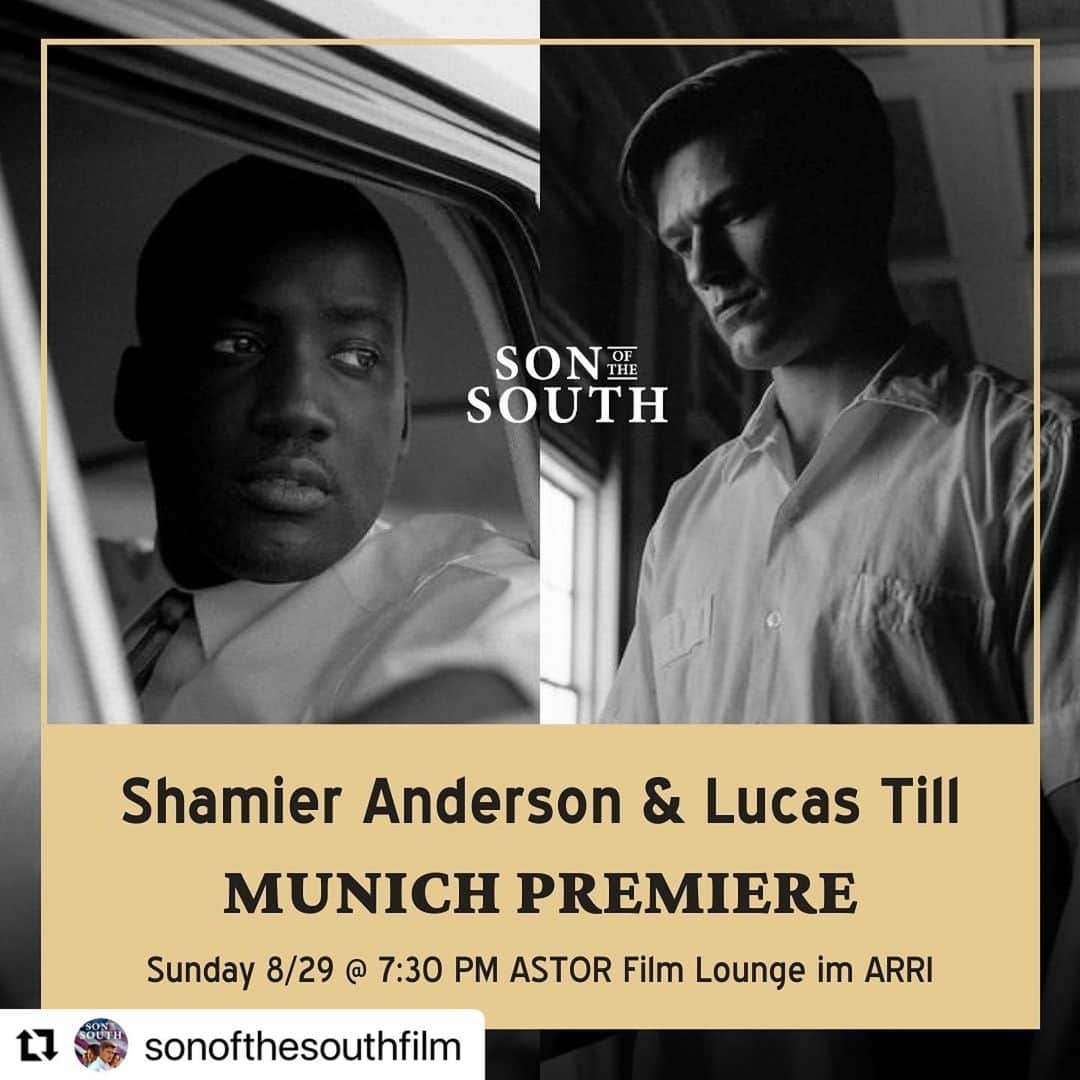 ルーカス・ティルのインスタグラム：「#Repost @sonofthesouthfilm with @make_repost ・・・ SPECIAL ANNOUNCEMENT: Tomorrow (Sunday, 8/29) Shamier Anderson and Lucas Till will be in attendance for the Munich Premiere of Son of the South! After the screening, there will be a Q&A (in-person and live-streamed on IG LIVE) with filmmaker Barry Alexander Brown, Nicole Ansari-Cox, Shamier Anderson, and Lucas Till!   #shamieranderson #lucastill #barryalexanderbrown #sonofthesouthfilm #macgyver #savemacgyver」