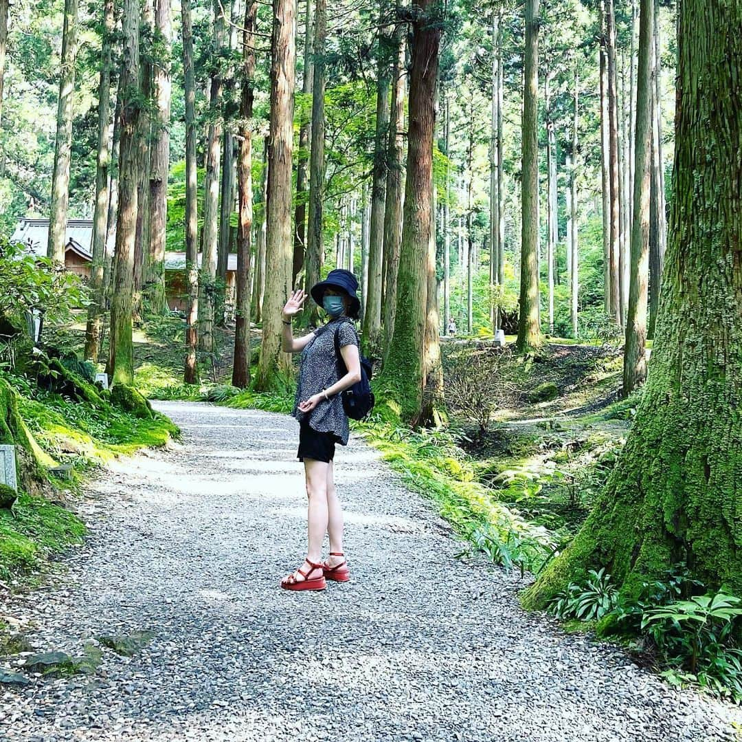 鈴木砂羽さんのインスタグラム写真 - (鈴木砂羽Instagram)「なぜか、、 突如思い立って 茨城県の御岩神社に 行って参りました💫⛩💫  到着した時は 山頂にあの「御岩」があるとか あまりよく分かってなくて なんとなく登り始めて 1時間。。  一応サンダルは履き替えましたが、 これが結構なハイキング⛰！！ 舐めてかかってたワタシは あっという間に 汗ビショ💦 ヒーヒー言いながら なんとか山頂に 辿り着きました😅  あーーーーーー なんと清々しい素晴らしい景色✨ マスクを外して山の空気を 思いっきり吸い込みました。 こうして深呼吸すると 日頃のストレスがぶっ飛ぶようです！  思いがけずハードでしたが、 本当に来てよかった。。 登ってよかった。。 お岩の上は 不思議なほど冷気が漂っていたのが 印象的でした。  下山途中もそこかしこに 神社があって お参りしながら帰りました。 思いつきだったけど 来てよかった。。🚙💨  山の神様、ありがとうございます🙏  #茨城県日立市  #御岩神社 #御岩山頂 #自然とふれあう」8月29日 23時40分 - bombon_sawa