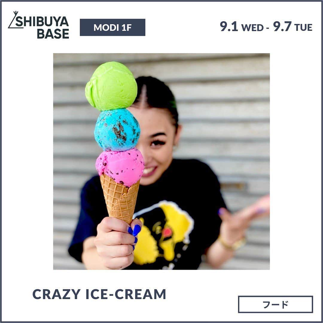 BASE（ベイス）のインスタグラム：「📣イベントのお知らせ📣  ／ 🍭出店ショップ：CRAZY ICE-CREAM（クレイジーアイスクリーム） @crazyicecreamjp🍭 ・出店期間：9/1（水）〜9/7（火） ・出店場所：SHIBUYA BASE（渋谷モディ1階） └営業時間：11:00～20:00（※最終日は17:00まで） ＼  こんなの見たことない！ クレイジーで楽しい＆美味しいアイスクリーム🗽💕 ちょっと？いや、とってもクレイジーで楽しいアイスクリーム専門店🍨  フレーバーとトッピングのかけ算で 唯一無二のアイスクリームを創りませんか？ 今回は、厳選した3種のオリジナルフレーバーをご用意！  🍨クレイジーバニラ 白くないバニラ?!人気No. 1フレーバー。 クレイジーな見た目とは裏腹に 中身は北海道産純生50％の希少な生クリームのみを使った正統派バニラフレーバー。  🍪ブルークッキークリーム 青色のクッキークリーム?! クリーミーなバニラアイスの中にココアクッキーがいっぱい。 見た目も美味しさもモンスター級フレーバー！  🍫ピンクチョコミント チョコミントなのにピンク色?! たっぷりチョコチップもたまらない！ 可愛さと爽快感あふれる、おしゃれフレーバー。  また、フレーバーだけではなく トッピングも定番のチョコスプレーやクランチ 変わり種のグミやパチパチキャンディなど 6種類をスタンバイ。  ＜CRAZY ICE-CREAM＞は "Stay hungry. Stay crazy."を ブランドミッションに掲げ、2017年7月に創業。  現状のアイスクリームに満足せず 「もっと楽しい、もっと美味しい」への渇望を止めず追い求め 常識に踊らされず個性に熱狂し アイスクリームに夢中であり続けます。  クレイジーアイスクリームを食べずして、 アイスクリーム好きとは言わせない。 ビジュアルへのこだわりはさることながら 素材と製造工程にも手を抜きません。  北海道産の希少な純正50％生クリームや 乳製品をふんだんに使用し 工場では職人が昔ながらの製法で一工程一工程、目利きし妥協を許しません。 映えだけではなく、質でもナンバーワンを目指します👑  #baseec #ポップアップ #イベント #イベント情報  #渋谷 #渋谷スイーツ #渋谷おみやげ #渋谷モディ #SHIBUYABASE #シブヤベイス  #スイーツ #アイス #アイス好き #アイスクリーム #お取り寄せ #今日のおやつ #本日のおやつ」