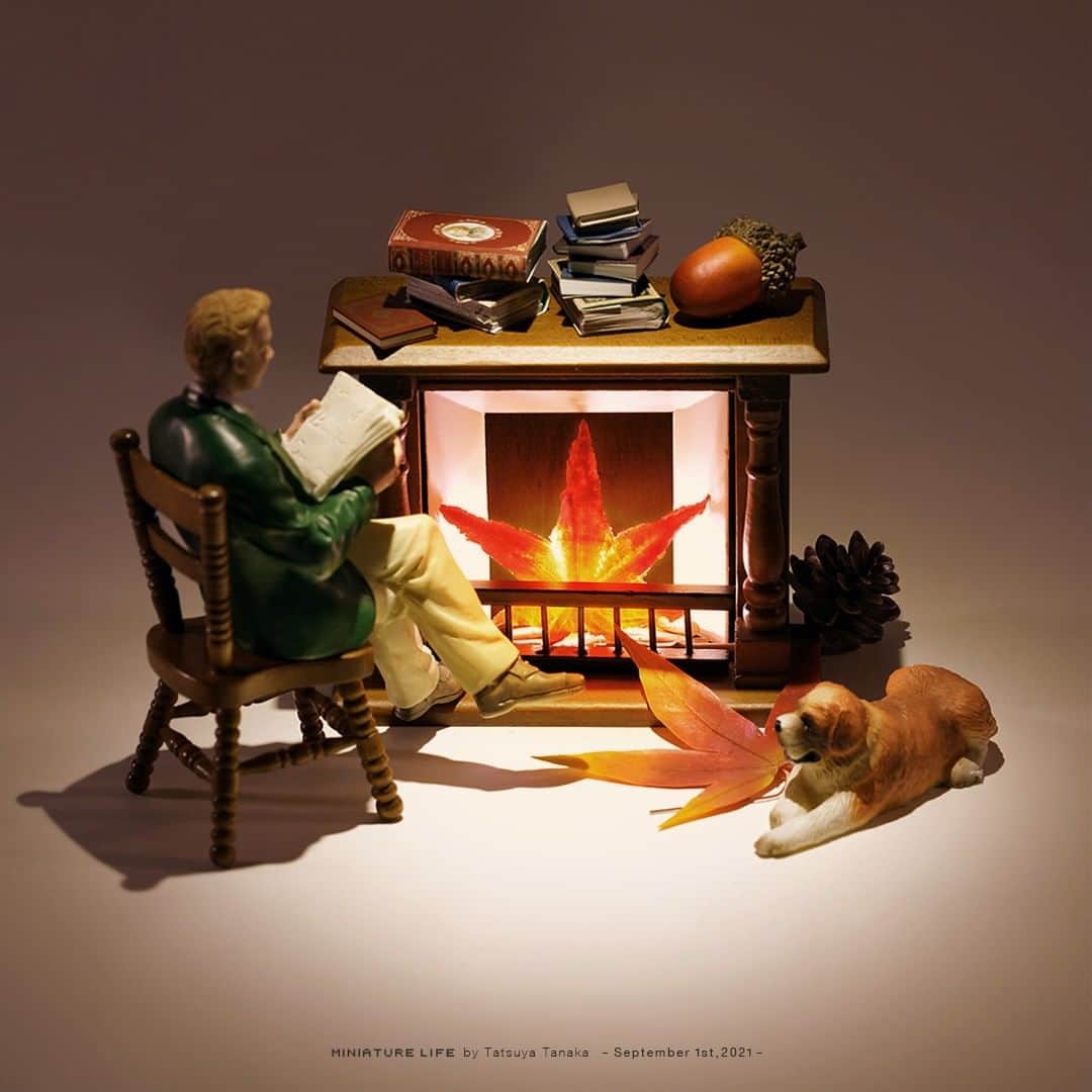 田中達也さんのインスタグラム写真 - (田中達也Instagram)「⠀ “Fireplace” ⠀ 暖炉の前は“あき”ません ⠀」9月1日 7時00分 - tanaka_tatsuya