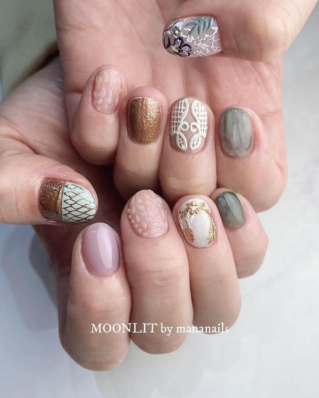 mananailsのインスタグラム：「❁❀❁❀  お持ち込み画像をネイルにアウトプット✍🏼  ☾150minオフ込み」