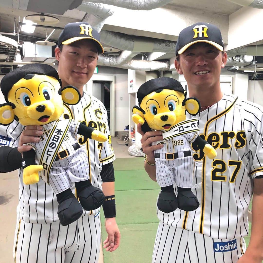 のインスタグラム：「今日のヒーロー‼︎ 7回までを好投で投げきり7勝目を挙げた伊藤選手と、ライトへ勝ち越しのタイムリーを決めた大山選手です✨  #伊藤将司 選手　#ナイスピッチング #大山悠輔 選手　#ナイスバッティング ︎#阪神タイガース #挑超頂」
