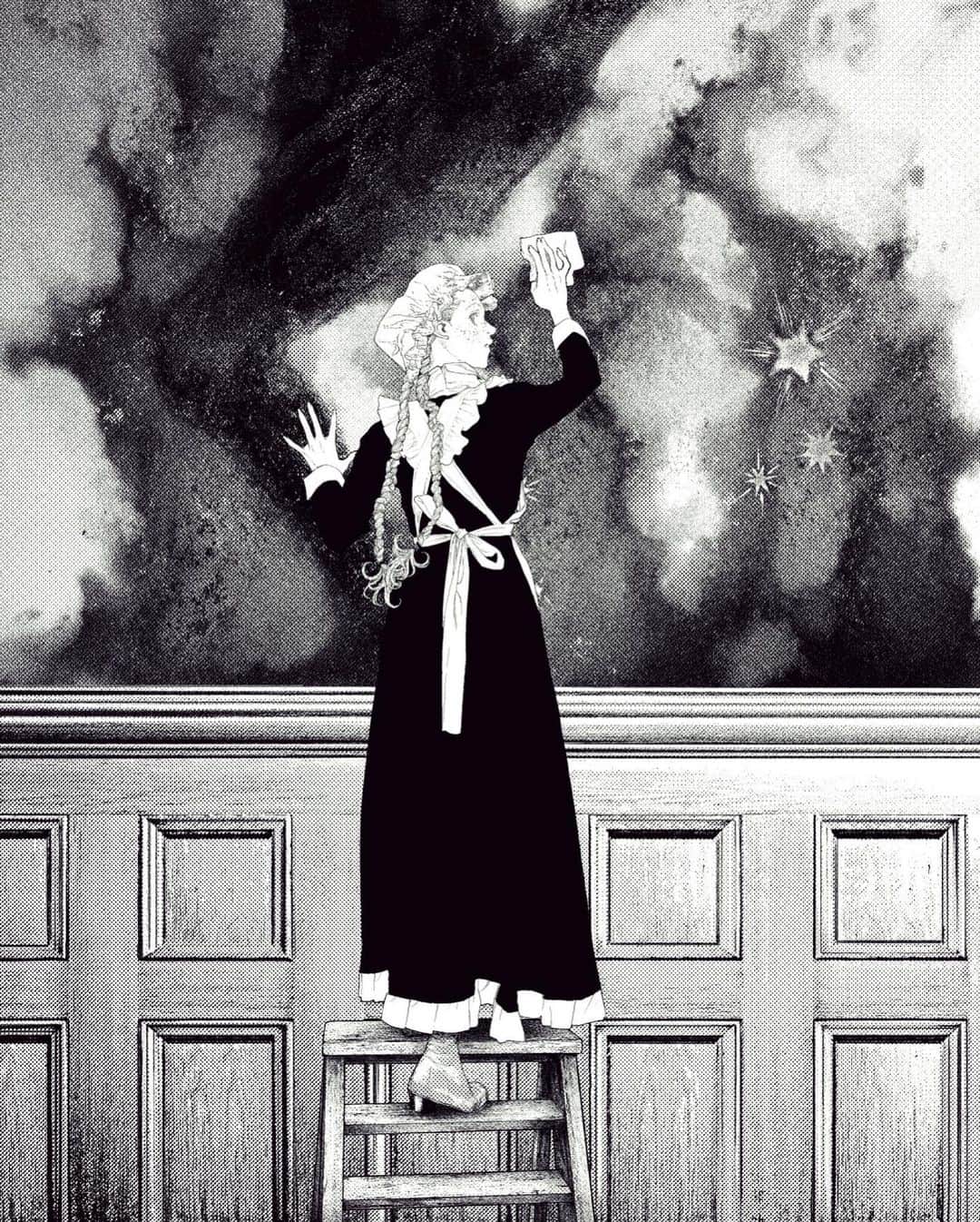 坂本眞一のインスタグラム：「Drawing day 2  strange stain  　 #DRCL#midnightchildren#BramStoker #shinichisakamoto#坂本眞一#グランドジャンプ#Whitby#Dracula#WilhelminaMurray #LukeWestenra #ArthurHolmwood」